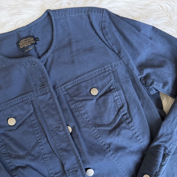 Pendleton Women’s Navy Blue Long Sleeve Cotton Utility Jacket | Size L - Picture 2 of 5